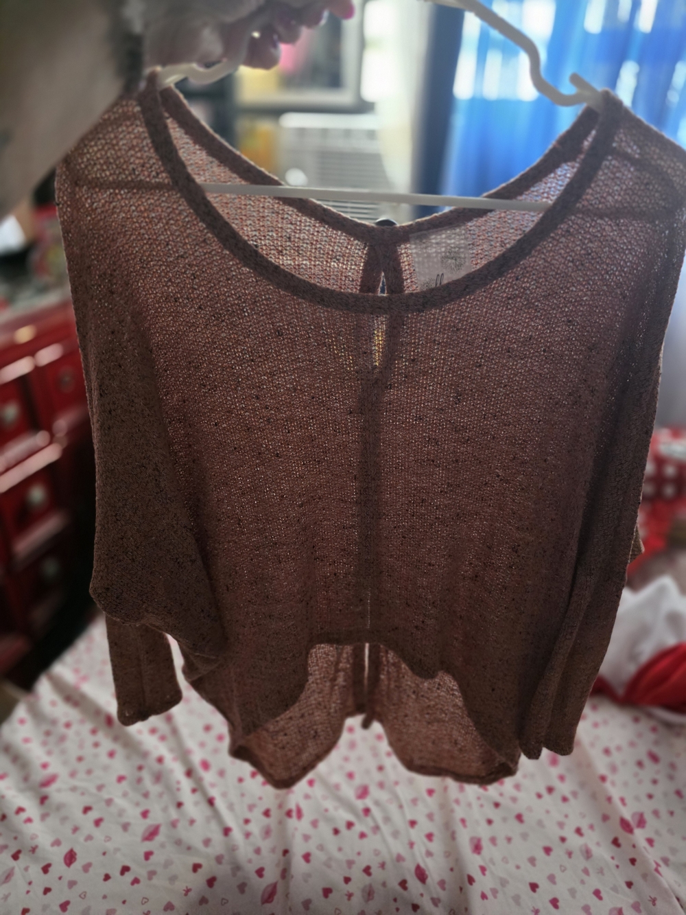 Lightweight Brown Sheer Knit Women's Sweater